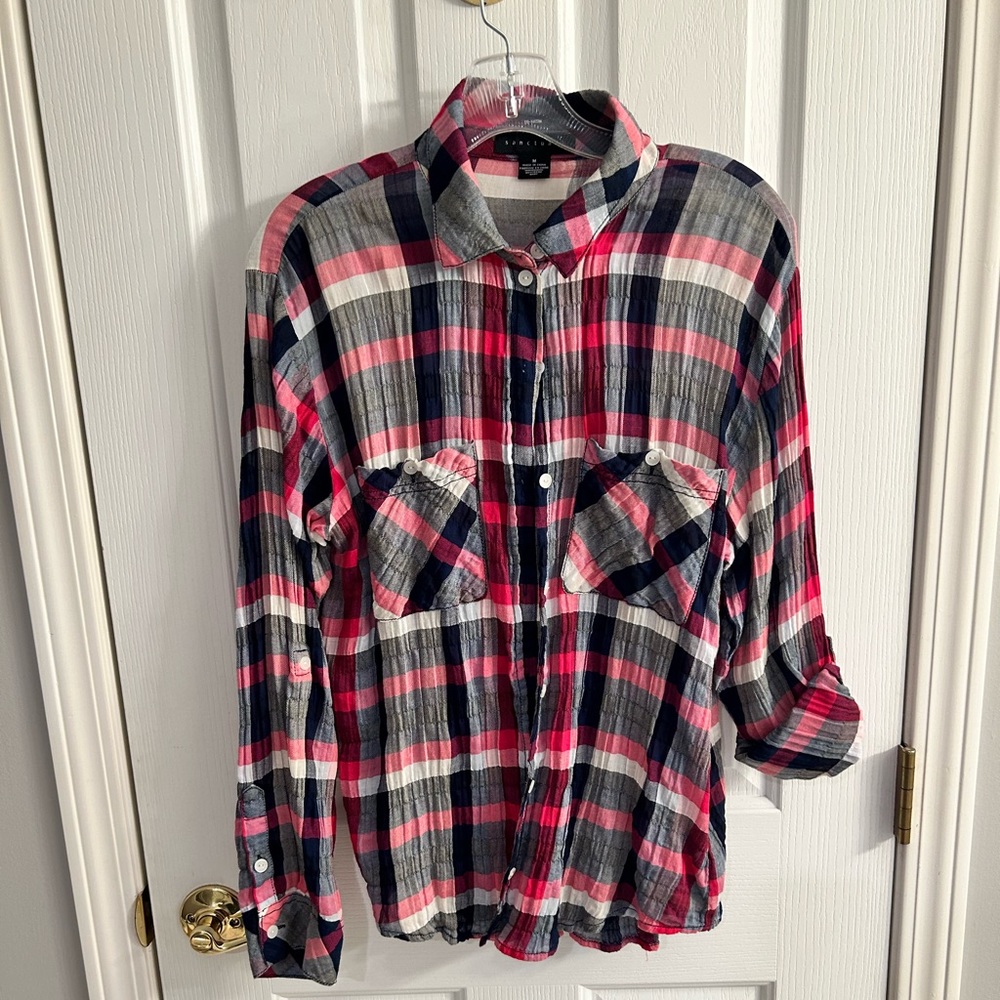 Sanctuary plad button up, size medium